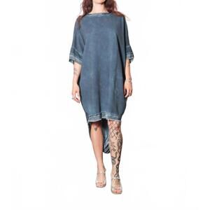 NEW SANCTAMUERTE sweatshirt mini dress in blue matisse
